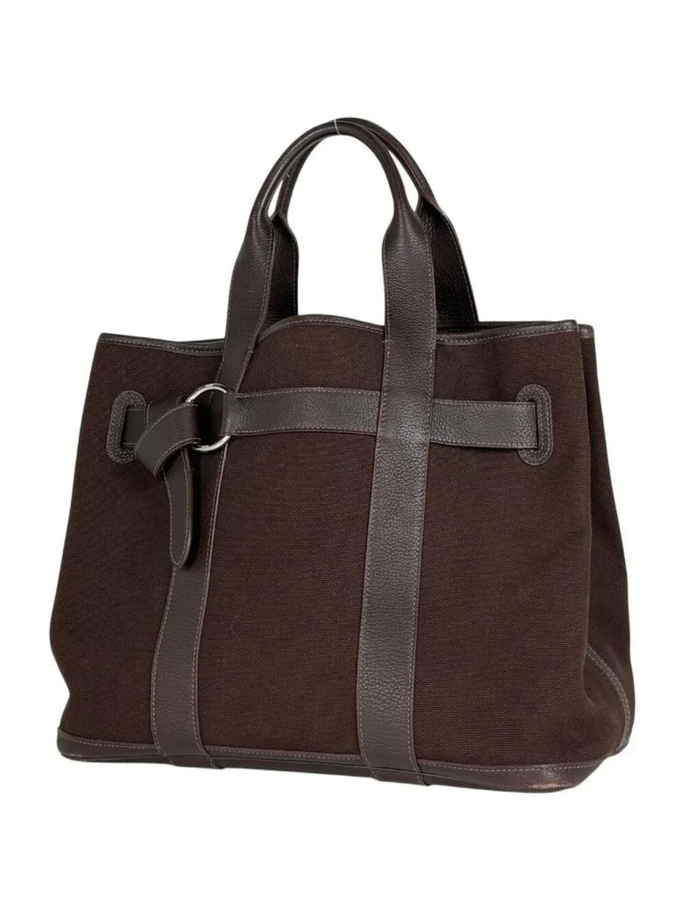 Hermes Petite Ceinture MM Tote Canvas Brown